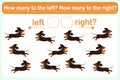 A logic game for kids called Left or right. Spatial orientation with dogs. Training sheet.